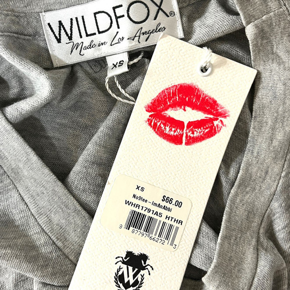 Wildfox NWT I'm An Abbi Broad City Statement Graphic Baby Tee Heather Gray XS - Picture 5 of 10